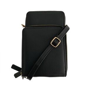 Crossbody Women’s Phone Bag Black Gold Hardware Adjustable Strap NWOT